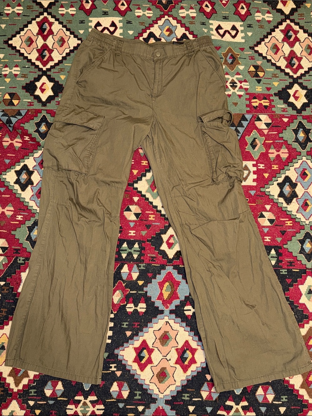 H&M 100% Corton Olive Green Cargo Pants size 12